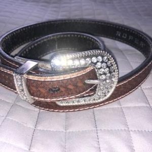 Roper Southwestern Leather Belt w/ Diamond Detail